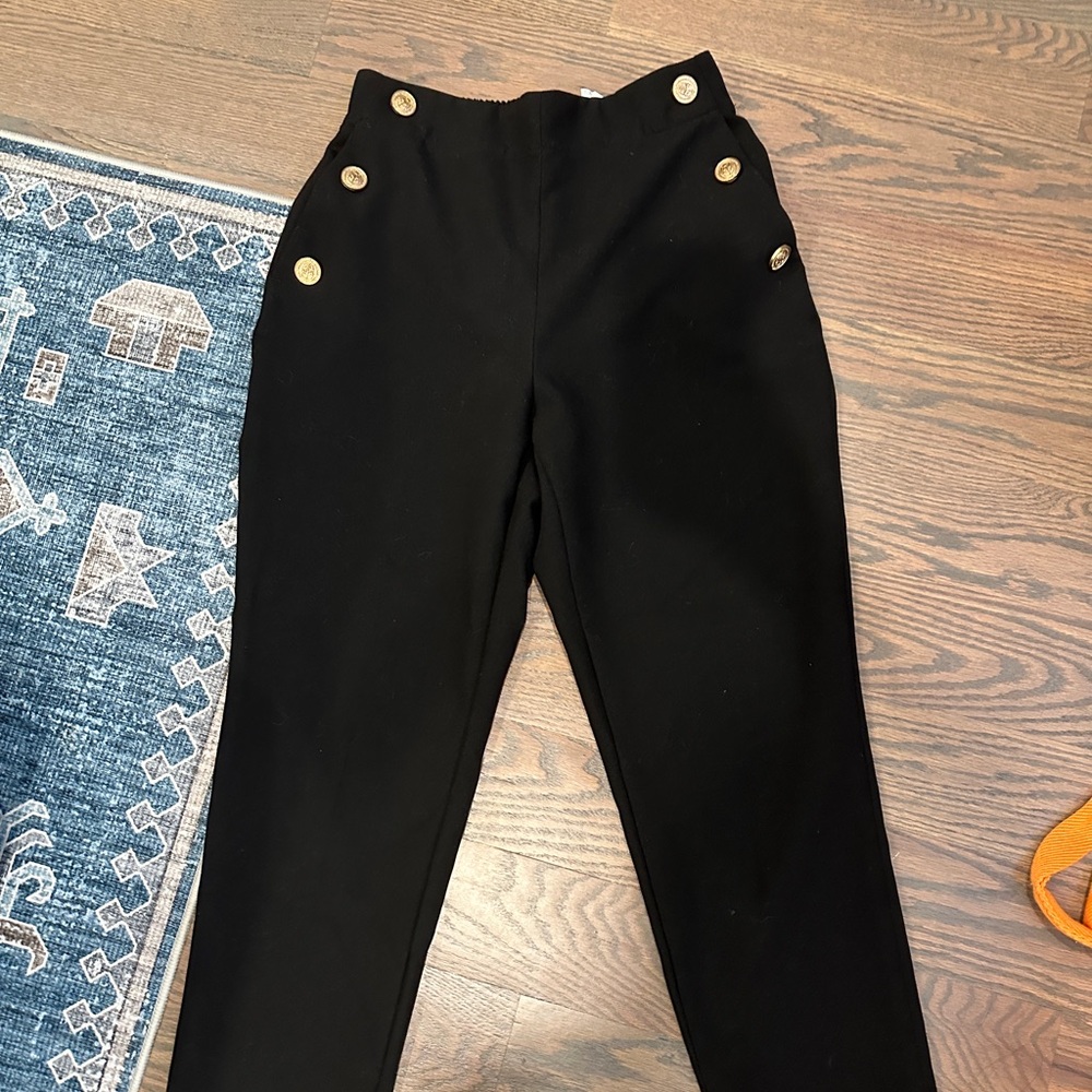 ZARA medium black slacks - sailor buttons!